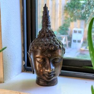 Bronze Buddha Head Sculpture